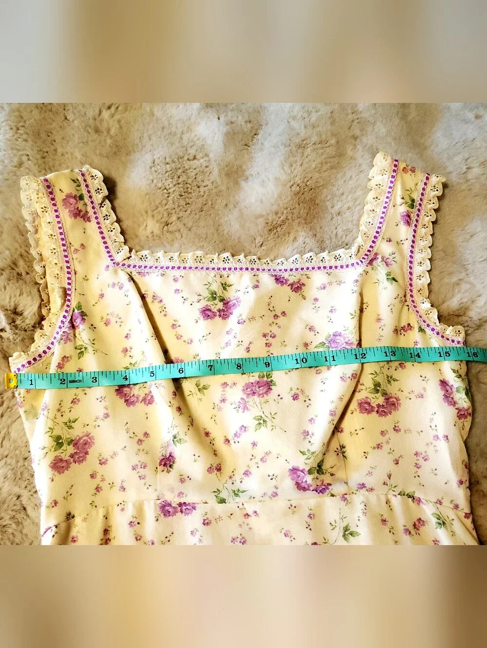 Vintage Floral Prairie Cottagecore Lace Coquette Maxi Dress Sabrina Ann 10